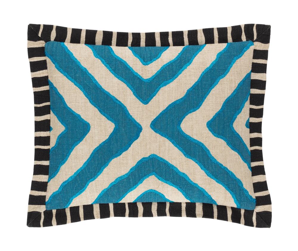 NEW - Kit Kemp x Annie Selke Arrows Linen Pillow Turquoise 16x20